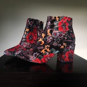 Floral Print Heeled Boots